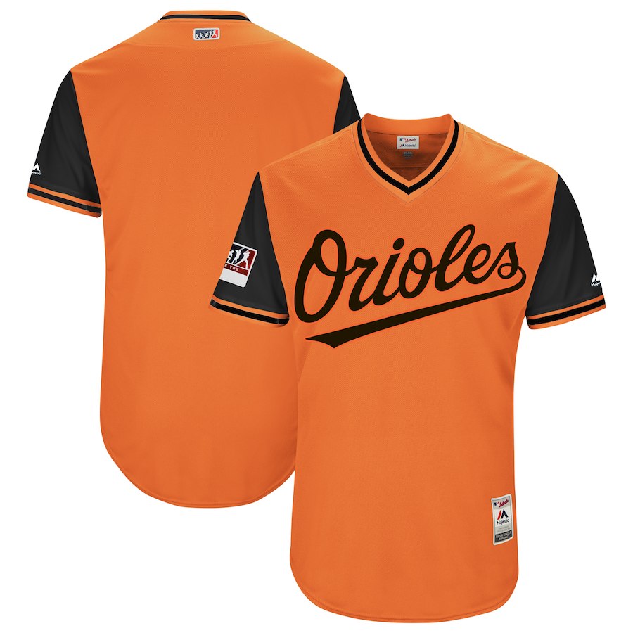 Men's Baltimore Orioles Majestic Orange/Black 2018 Players' Weekend Team Jersey